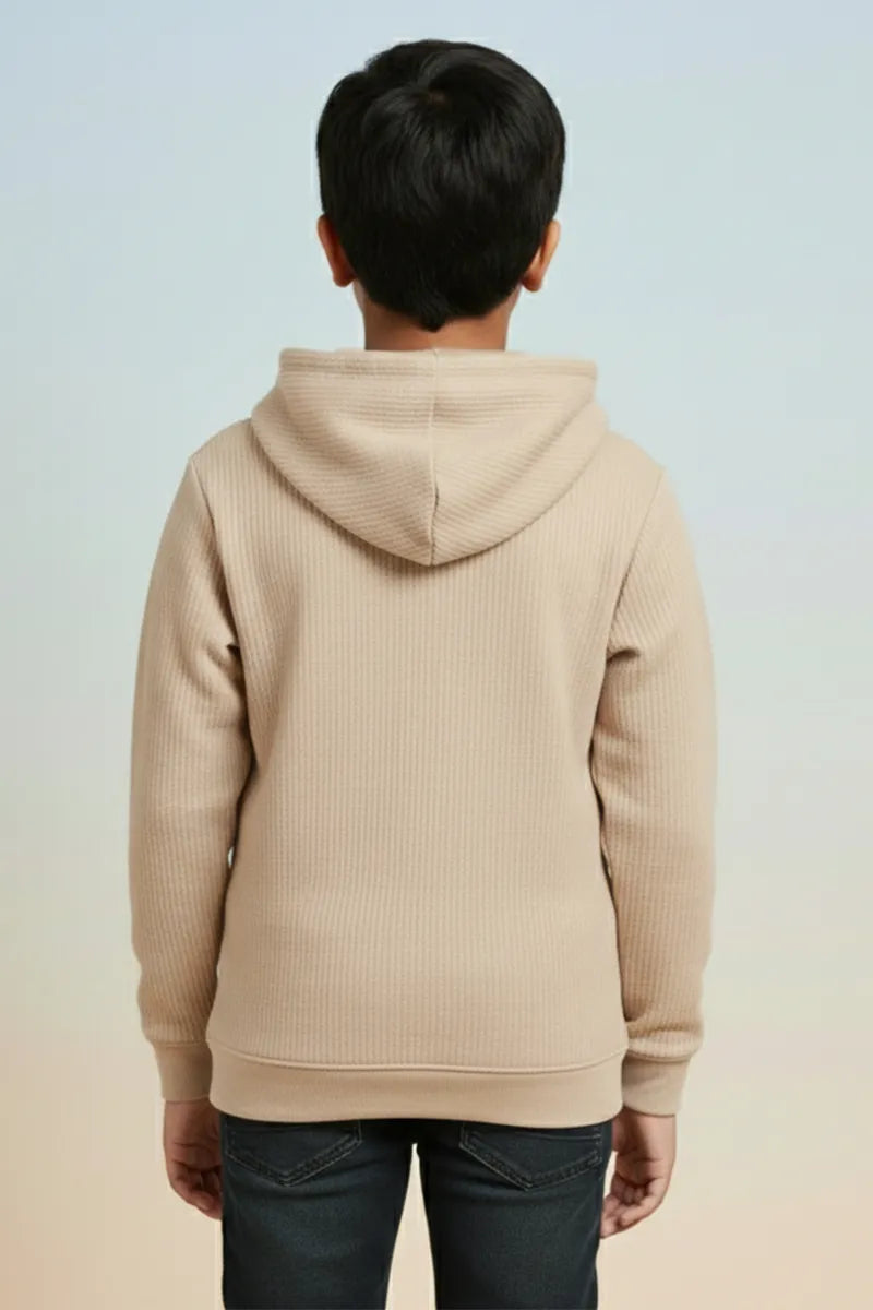 Self Design Cotton Hoodie for Boys - Brown - View 4