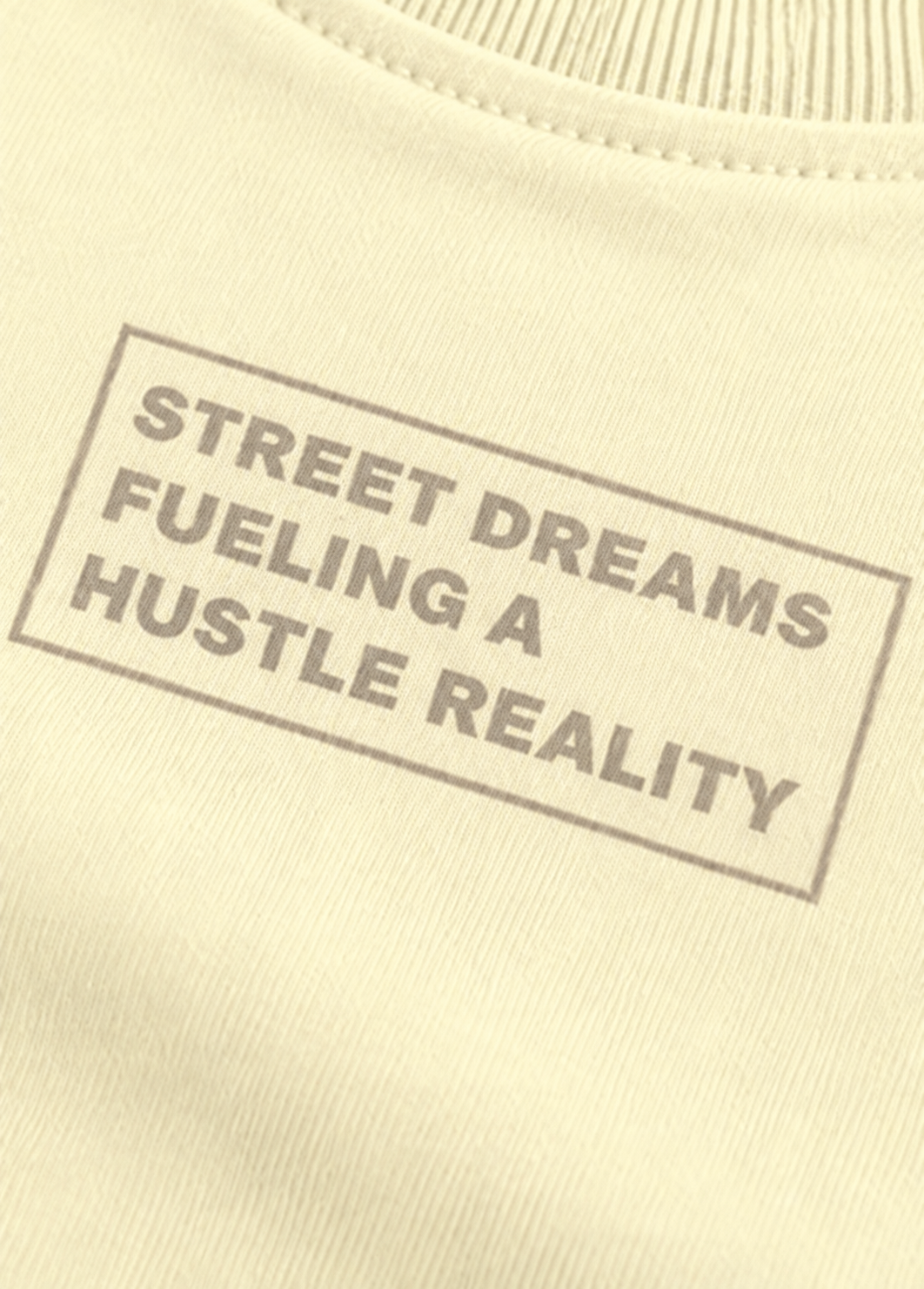 HUSTLE Men's Crew Neck Oversized Tees - Cream