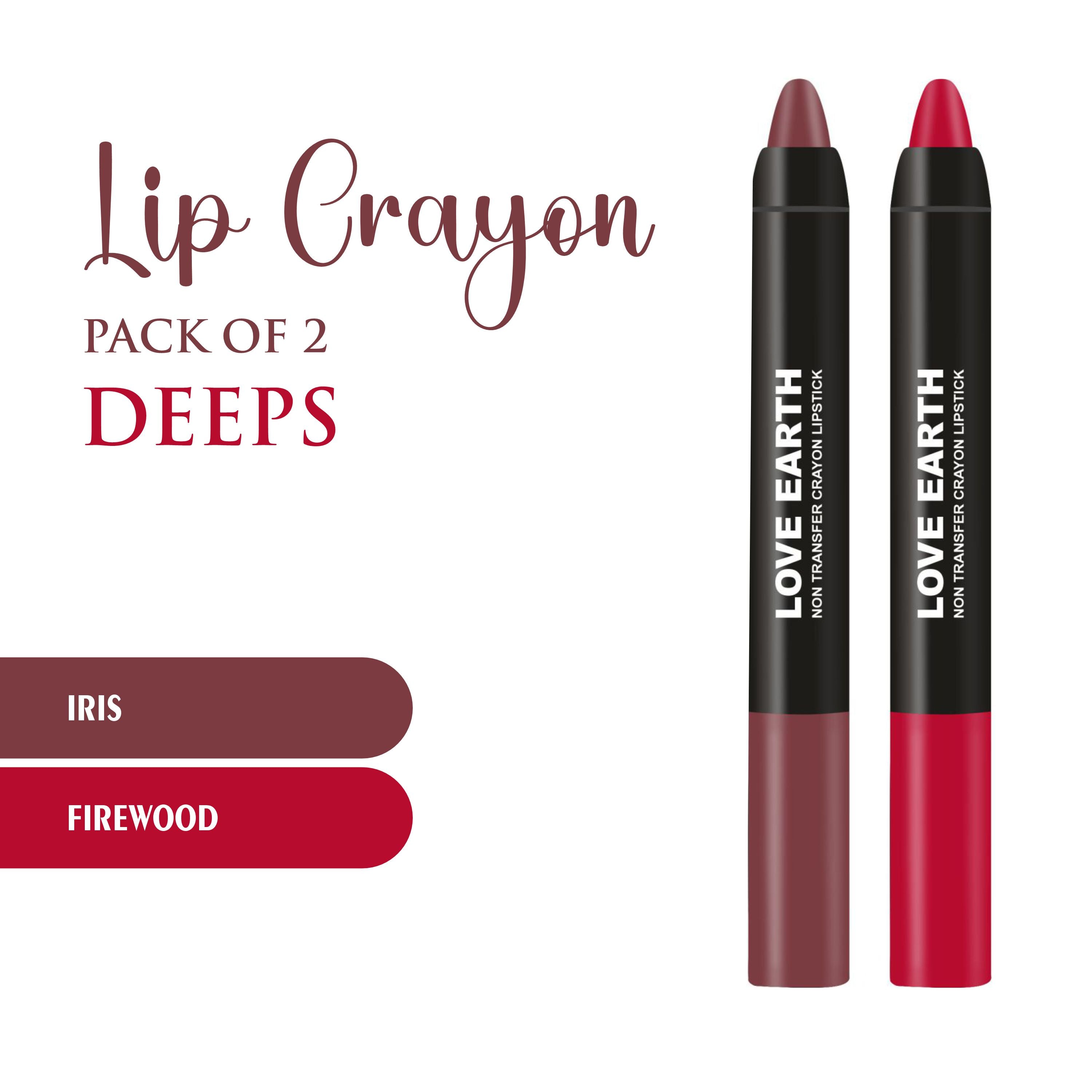 Love Earth Lip Crayon Non-Transfer Lipstick Deeps - Pack Of 2