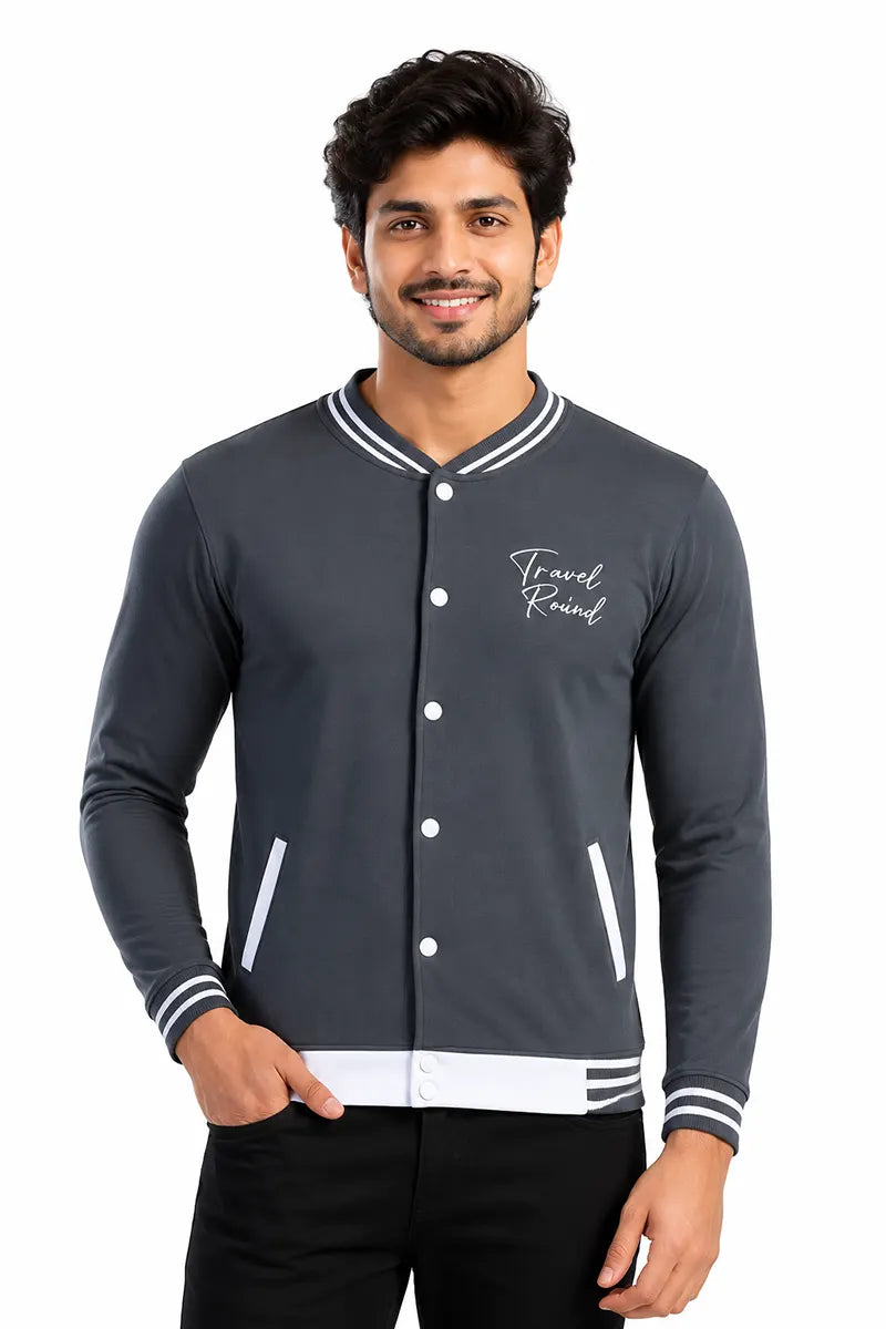 Men's Cotton Casual Self Designed Jacket