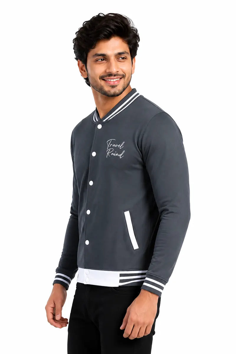Men's Cotton Casual Self Designed Jacket