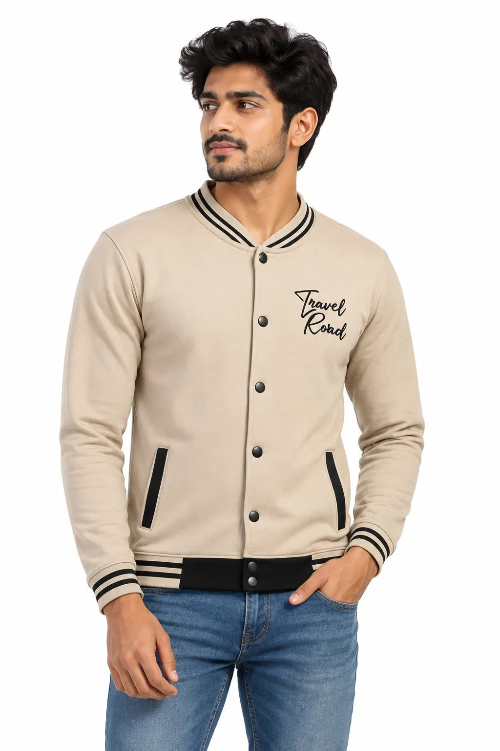 Men's Cotton Casual Self Designed Jacket