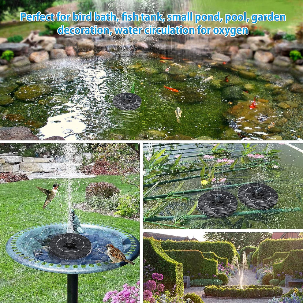 Fast Fountain By Pocket Hose - Solar-powered - Instantly Adds A Water Feature Virtually Anywhere - 5 Spray Modes - No Installation Or Batteries Required - Great For Bird Baths Pools Pond  More (1 Pc)