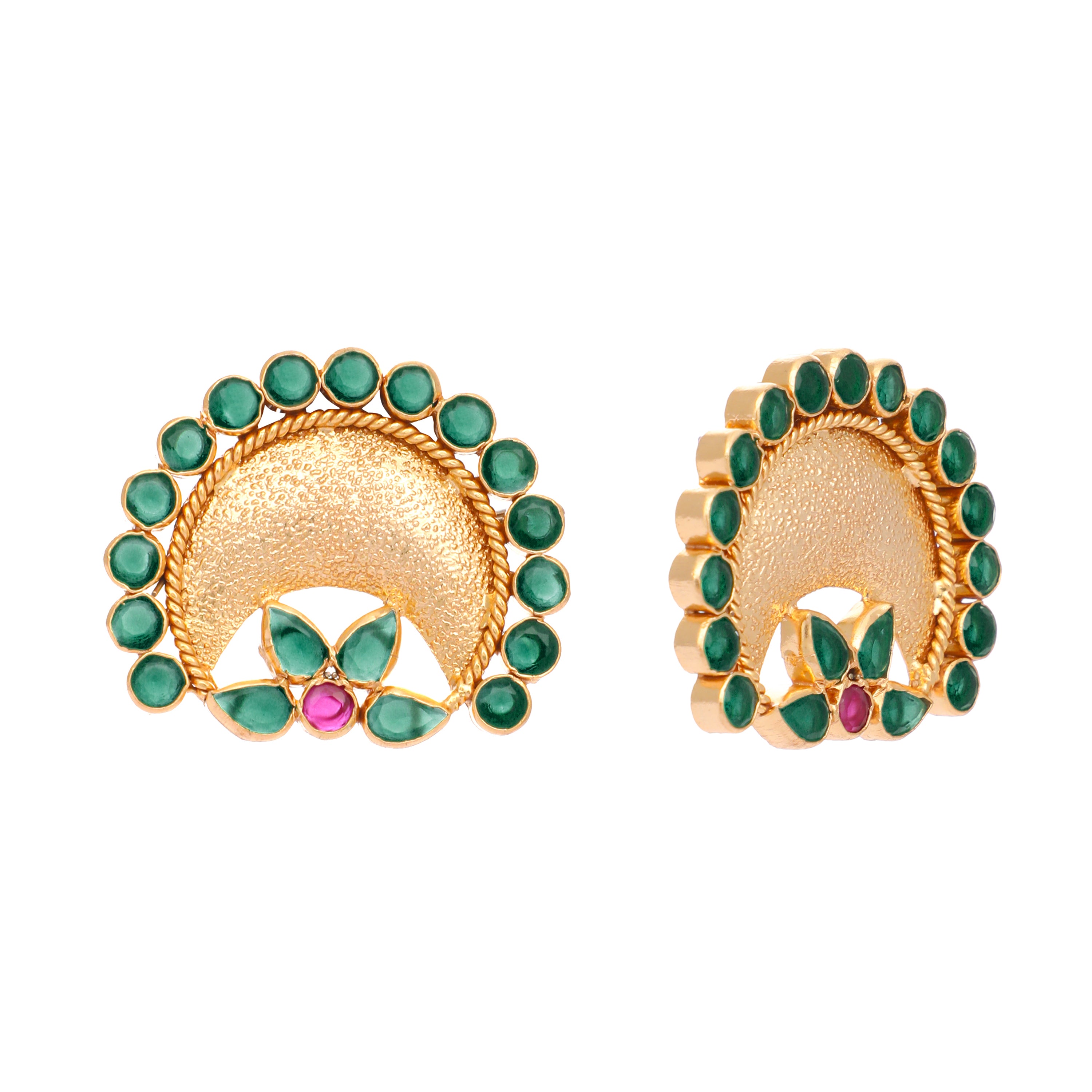 22K Gold Plated Faux Emerald Statement Studs