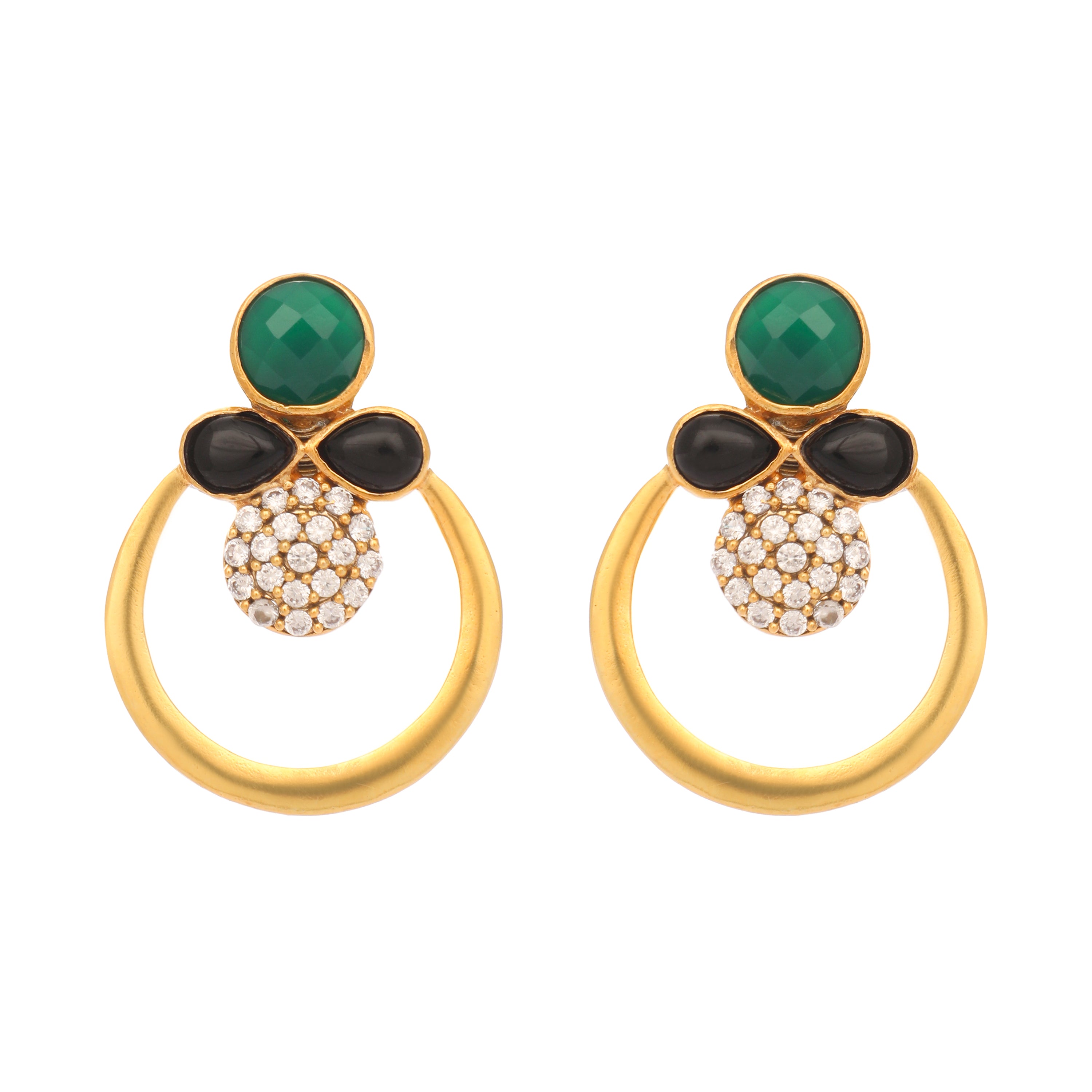 22K Gold Plated Cubic Zirconia Contemporary  Earrings