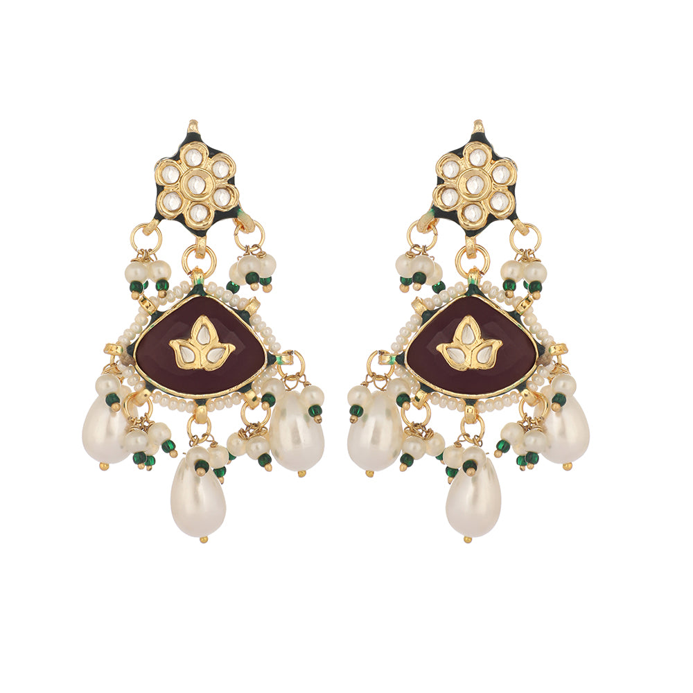 22K Gold Plated Ruby Grace Maang Tikka & Earrings Set
