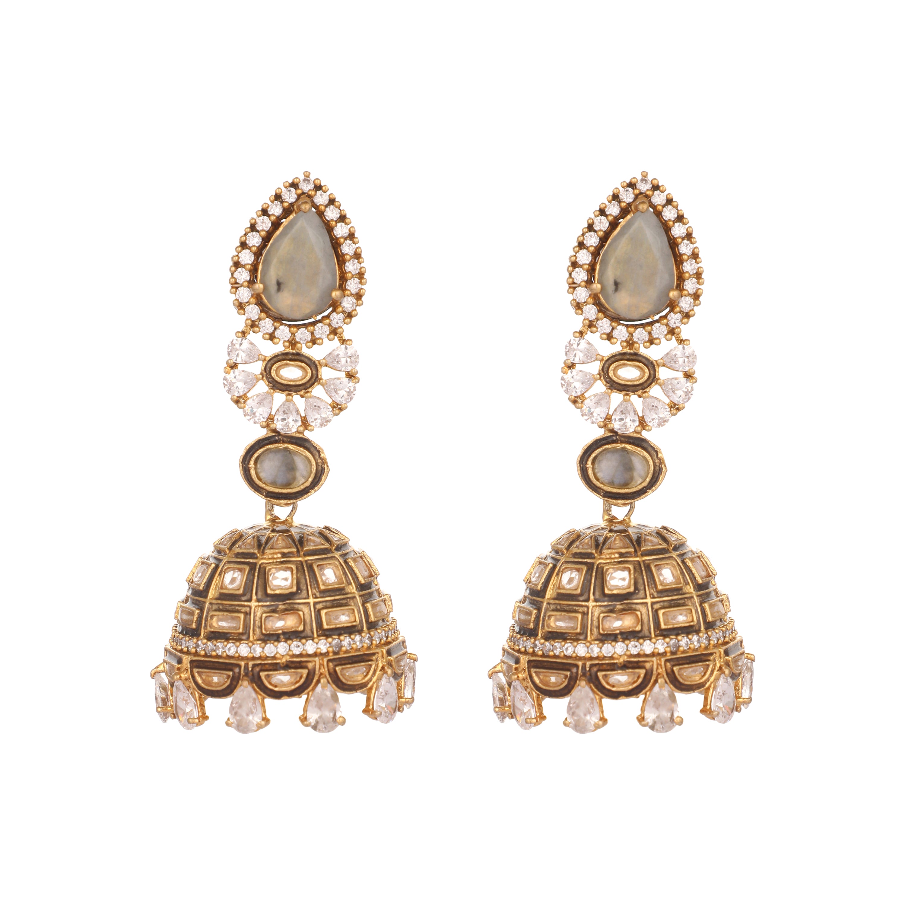 22K Gold Plated Aureate Swirl Jhumki Earrings