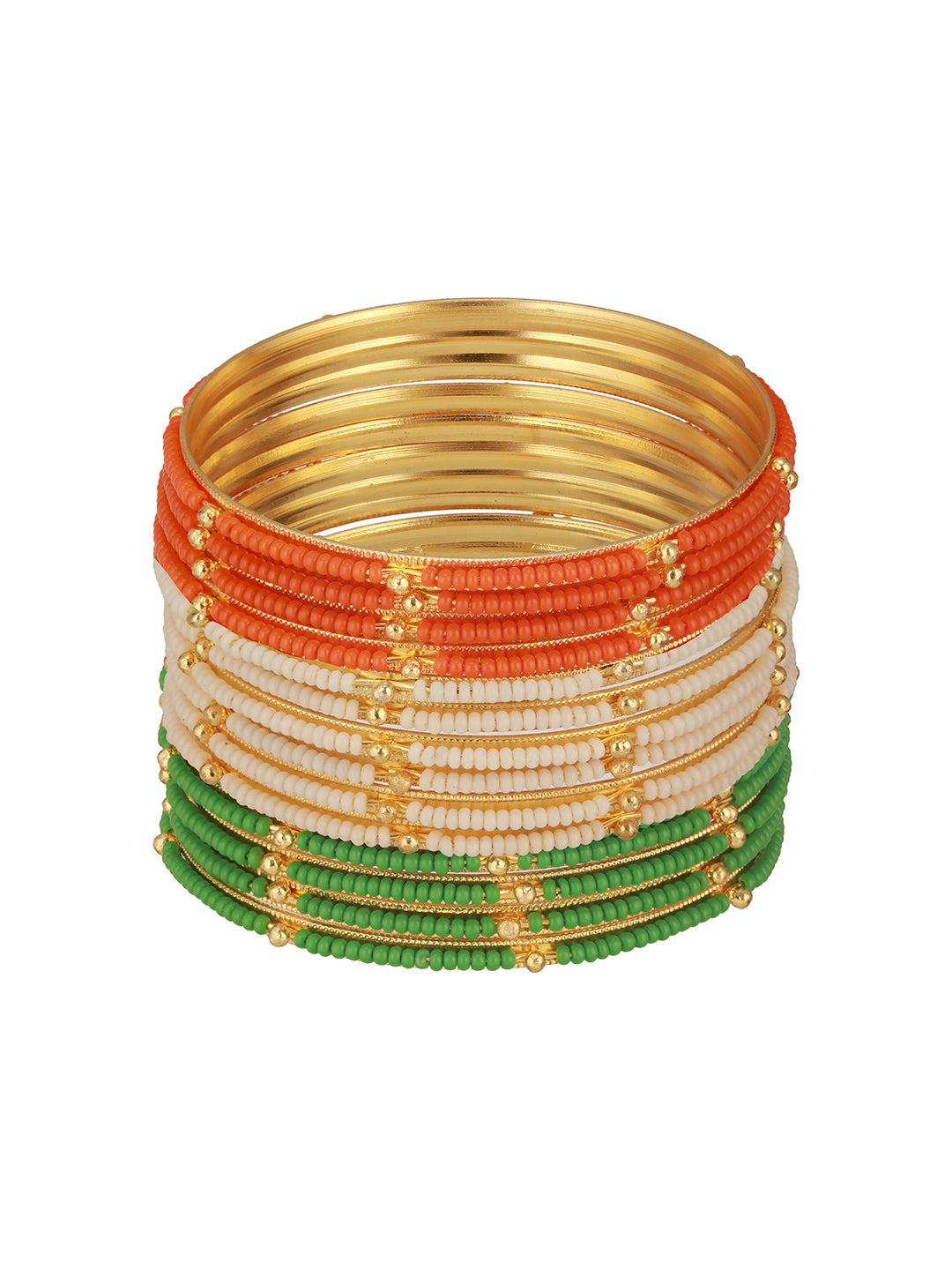 Set Of 12 Gold-Plated Artificial Beaded Bangles