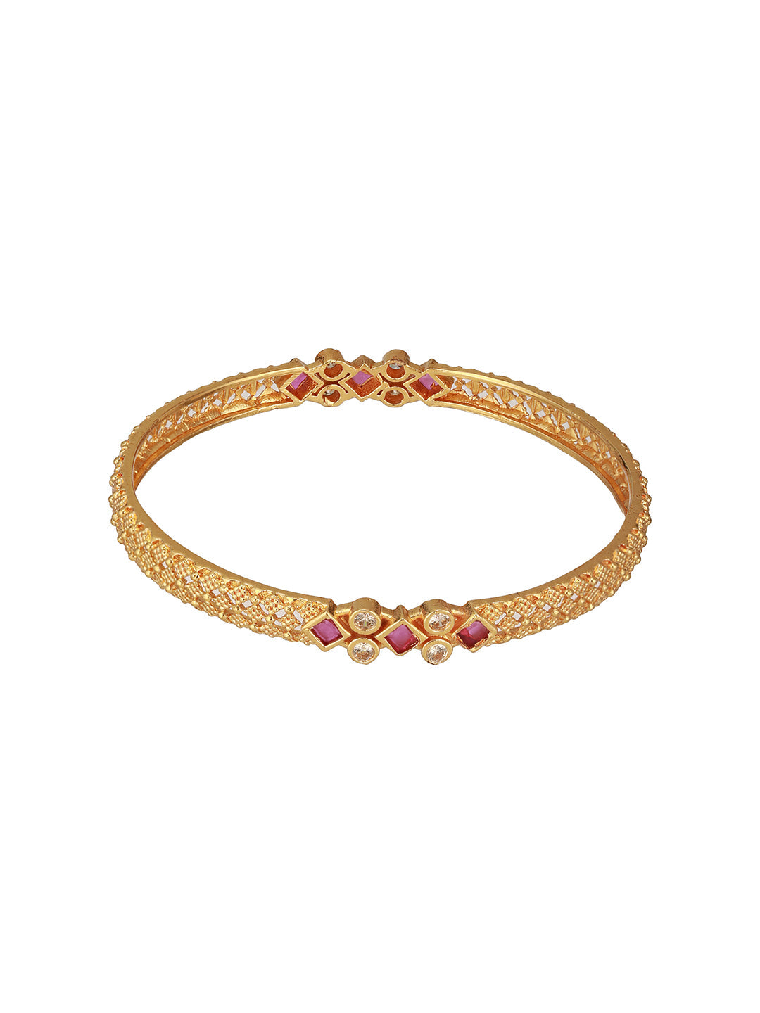 Jazz And Sizzle Set Of 2 18K Gold-Plated Artificial Stones Studded Bangles