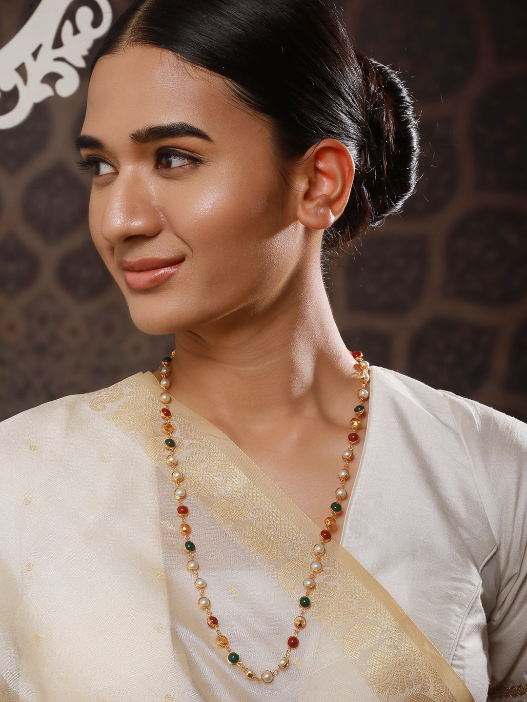 Jazz And Sizzle Gold-Plated & Beaded Studded Maala/Necklace