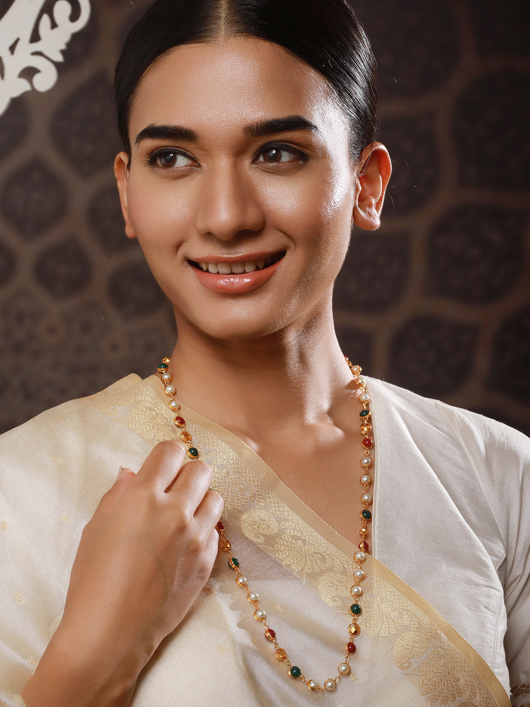 Jazz And Sizzle Gold-Plated & Beaded Studded Maala/Necklace