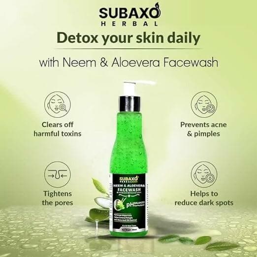 SUBAXO Herbs Neem & Aloevera Face Wash Anti Pollution Herbal Face Wash Neem Face Wash For Women & Men-200ml - HalfPe