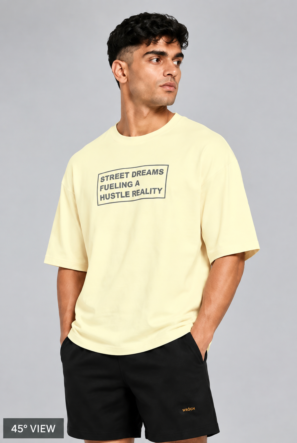 HUSTLE Essentials Oversized Graphic T-Shirt for Men | Off White | Street Dreams Print