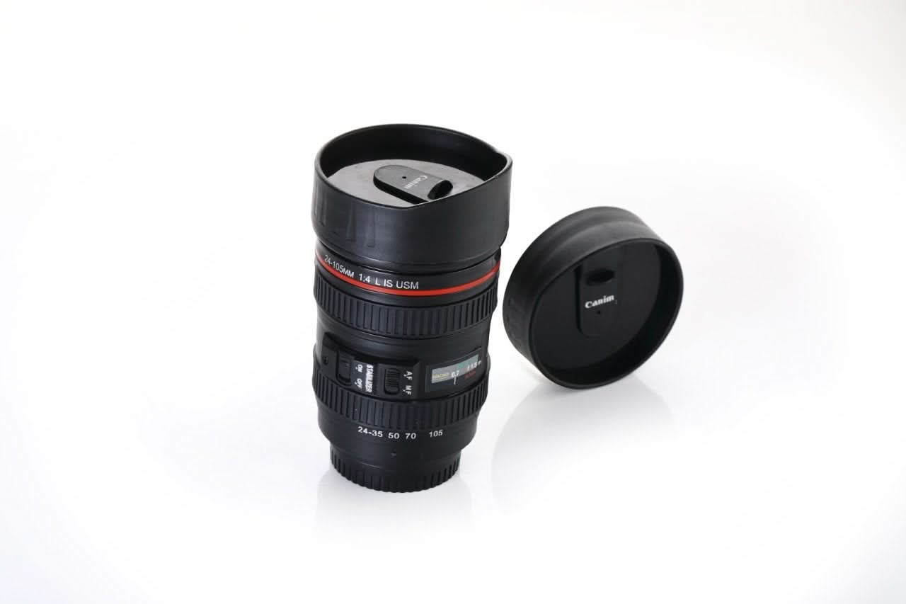Camera Lens Coffee Mug Flask with Lid Unique Travel Tumbler