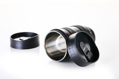 Camera Lens Coffee Mug Flask with Lid Unique Travel Tumbler