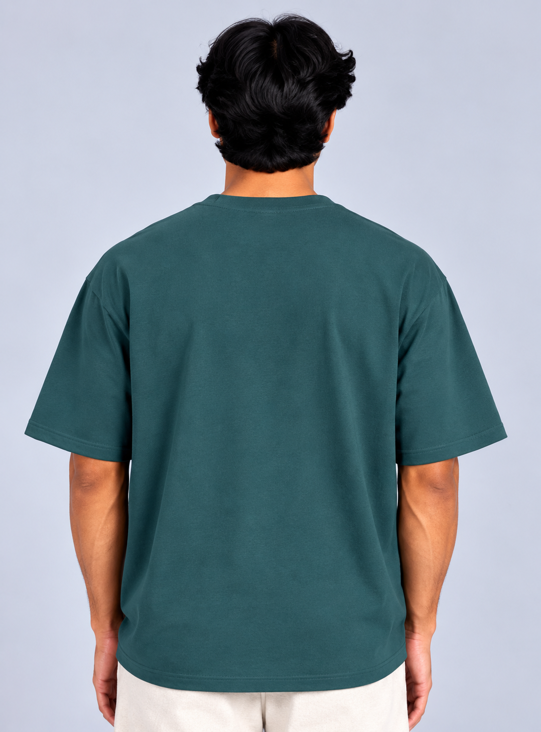 HUSTLE Men's Crew Neck Oversized T-Shirt – Crystal Teal