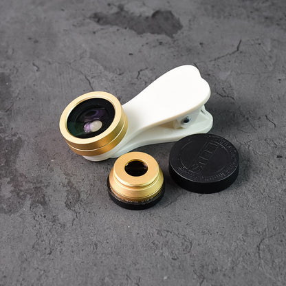 Universal Clip-On Mobile Camera Lens Kit – Wide Angle, Macro &amp; Fisheye Photography Set with Lens Covers &Carry Pouch for Smartphones and Tablets (1 Set)