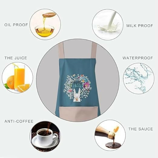 Waterproof Kitchen Apron for Women with Hand-Wiping Towel & Front Pocket Comfortable Wear-Resistant Chef Apron for Cooking (Assorted, Pack of 1)