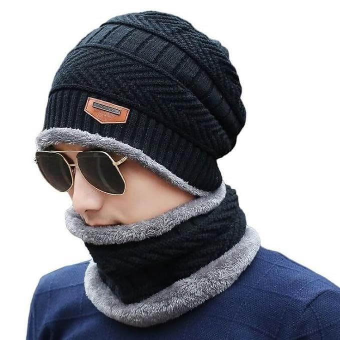 Men's Cold Weather Set Cap & Scarf Set Free Size - HalfPe