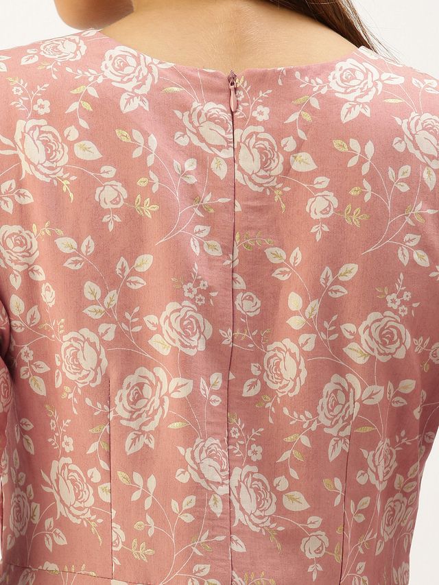 Bollywood Vogue Ready To Wear Mauve Modal Silk Fit And Flare Dress