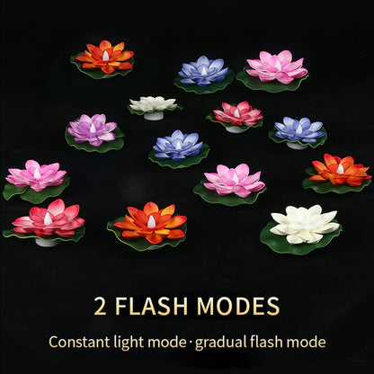 Water Floating Smokeless Candles  Lotus Flowers Sensor Led Tealight For Outdoor And Indoor Decoration - Pack Of 6 Candle Candle (Pack Of 6)