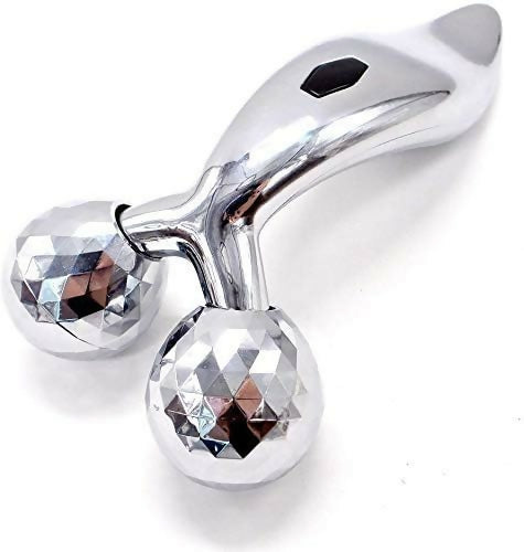 Multispace 3D Massager Manual Roller360 Rotate Face Full Body Shape for Skin (Silver)