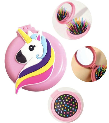 Unicorn Doll Mermaid Hairbrush With Mirror - HalfPe