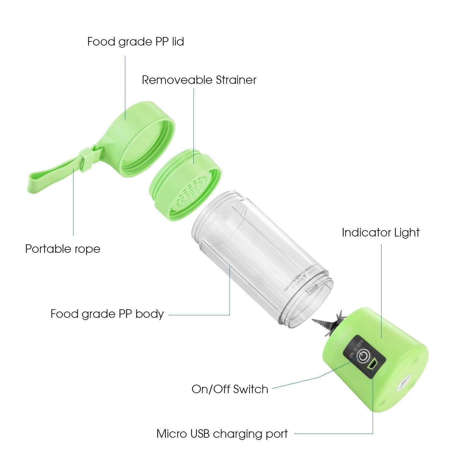 Electric Juicer Portable USB Rechargeable Handheld Smoothie Blender - HalfPe