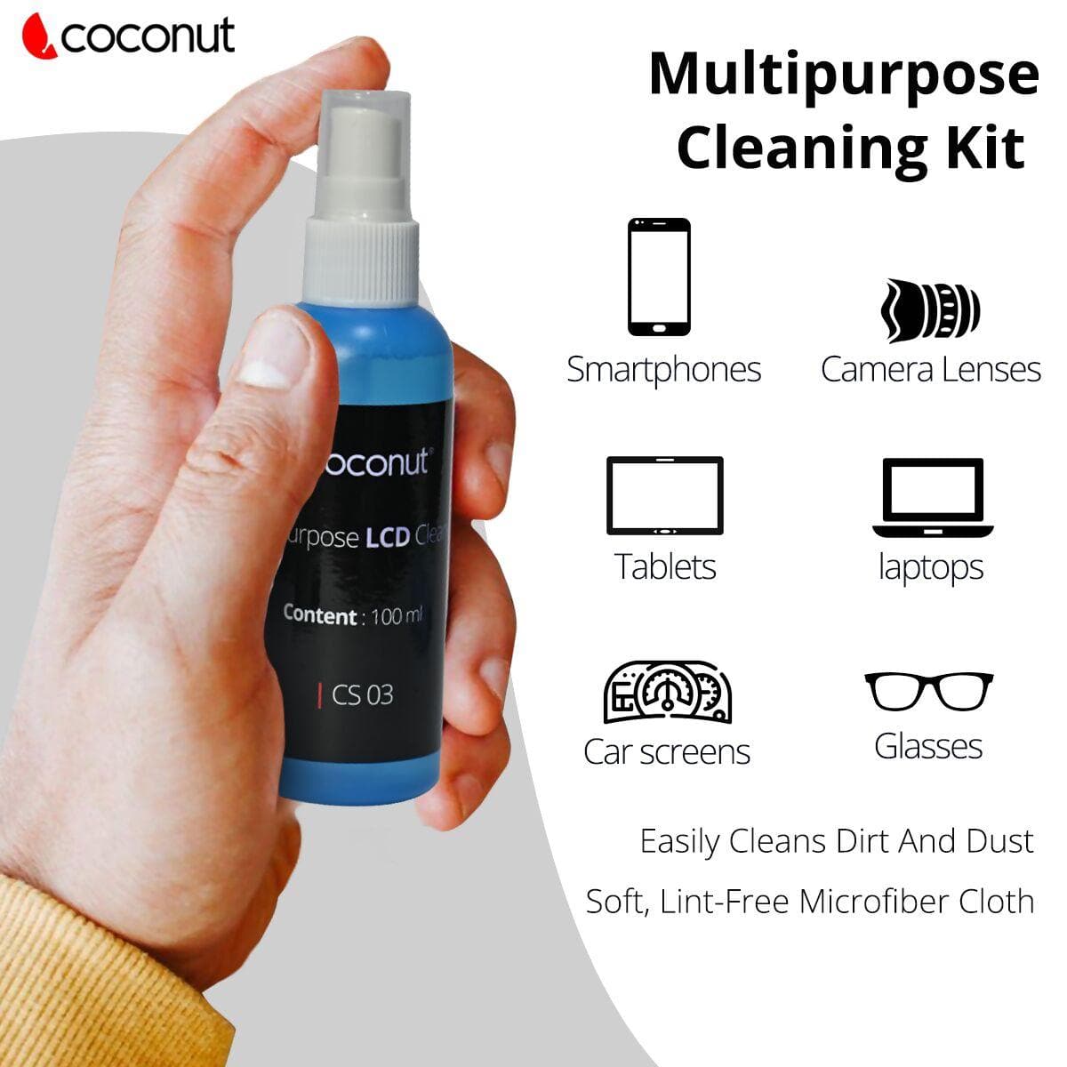 CS03 - 4 in 1 Cleaning Kit with Brush, Lint-free microfibre cloth & soft Cloth - HalfPe