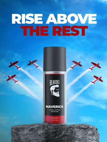 Beardo Perfume Body Spray for men - MAVERICK, 150ml Oriental Leather Woody Fresh Deo For Men Long Lasting Deodorant for Men Gift Men's Fragrance Christmas gift for men Gift For Friends Gift for Men