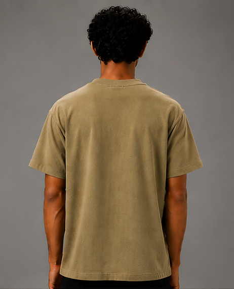 HUSTLE Men's Oversized Fit Crew Neck T-Shirt – Light Olive Khaki(Oversized fit)