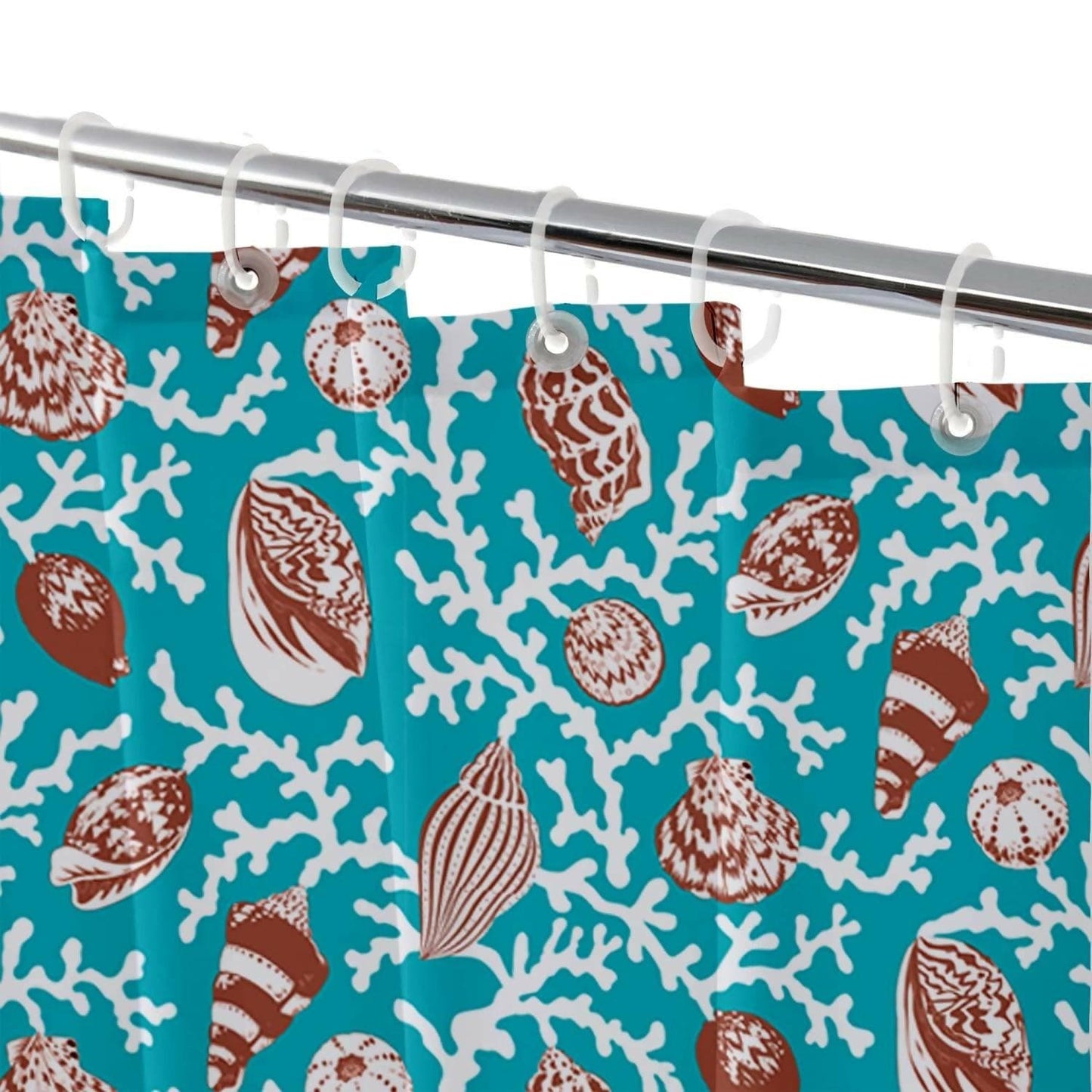 Lushomes Bathroom Shower Curtain with 12 Hooks and 12 Eyelets, Printed Dessert Desginer Bathtub Curtain, Non-PVC, Water-Repellent Bathroom Accessories, Blue, 6 Ft H x 6.5 FT W (72x80 Inch, Single Pc) - HalfPe