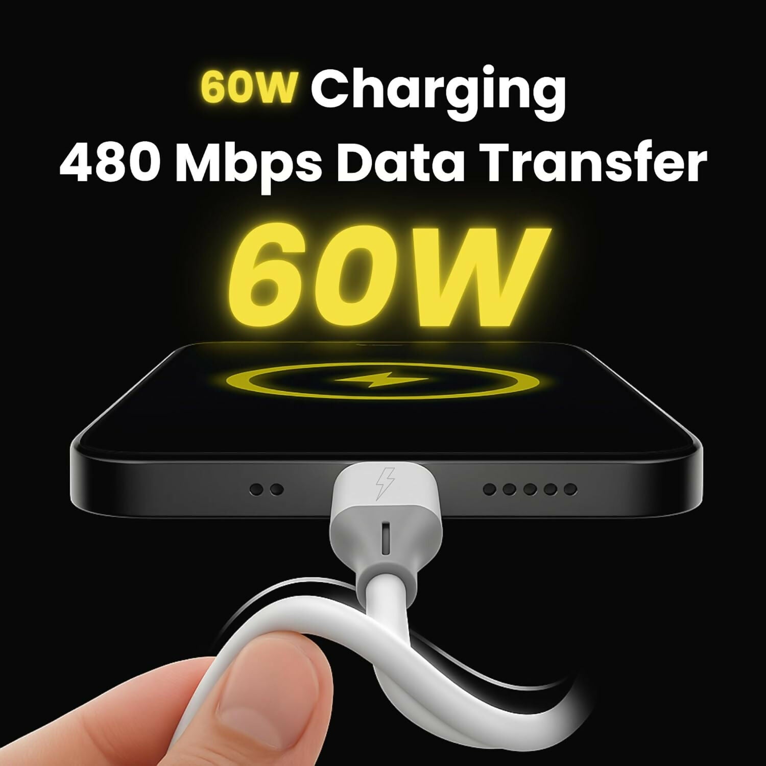 OOGE Rope 10 USB to Type-C Fast Charging Cable 60W PowerPulse 1 Meter High-Speed Data & Charging Durable Tangle-Resistant Design - White LUCKY MOBILES & ELECTRONICS