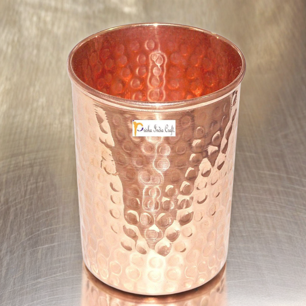Hammered copper water glass tumbler (250ml) | PRISHA INDIA CRAFT