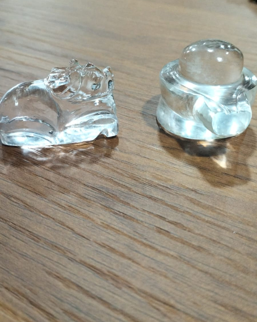 Spatika Lingam (set) – Natural Crystal Quartz Shiva Lingam for Pooja, Healing & Positive Energy