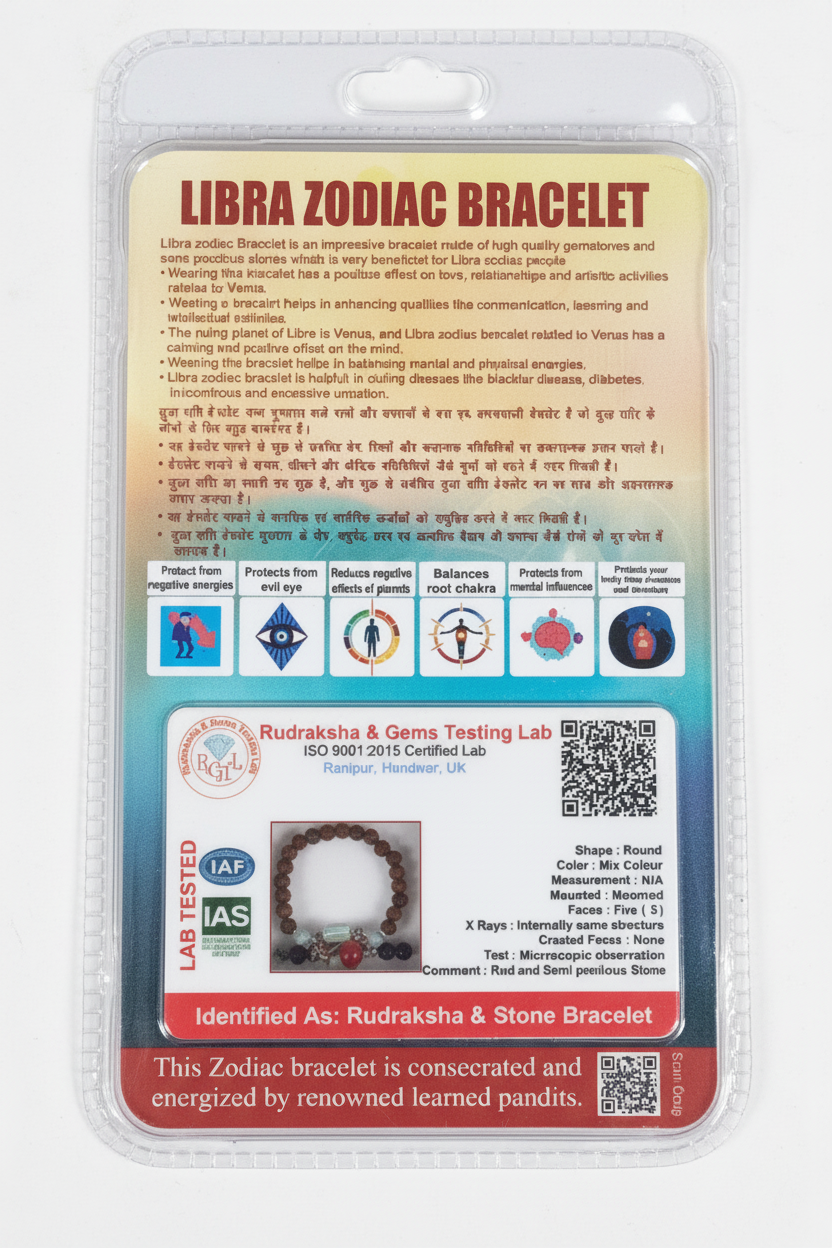 Libra Rashi Rudraksha Bracelet (Tula Rashi-తుల రాశి) – Love, Balance & Positive Energy Band