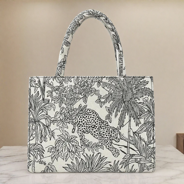 Monochrome Jungle Tapestry Tote Bag