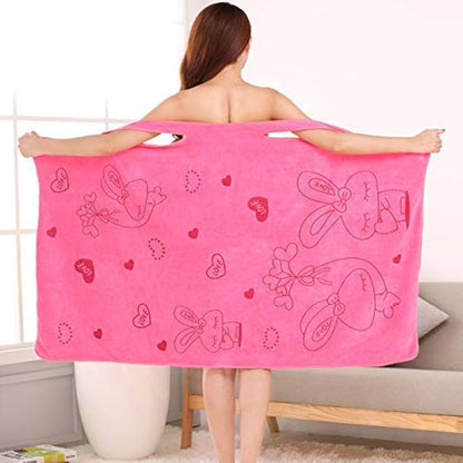 Soft & Absorbent Microfiber Bath Towel Wrap With Shoulder Straps (1 Pc)