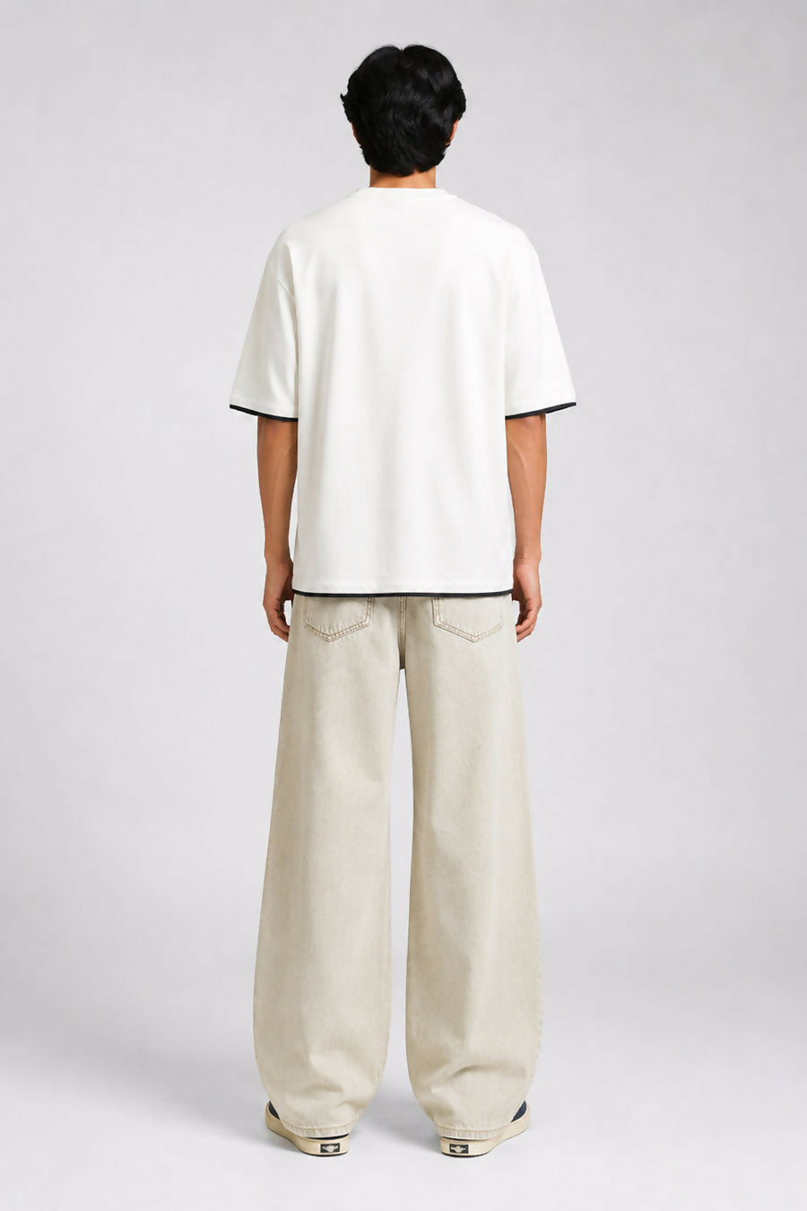 HUSTLE Men's Crew Neck Oversized Tees - White