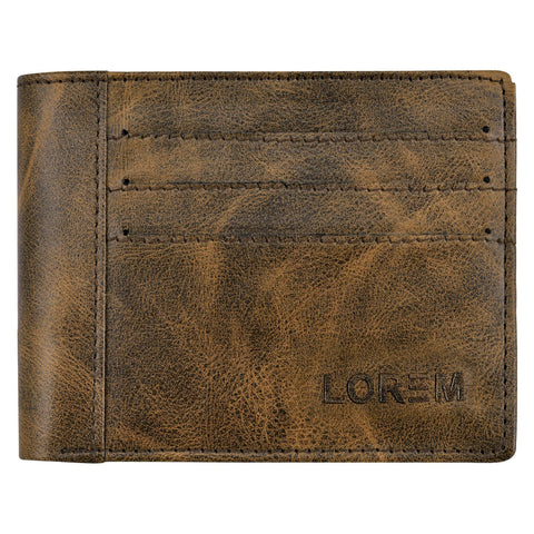 Lorem Brown Out Side Card Slot Bi-Fold Faux Leather 6 ATM Slots Wallet For Men - HalfPe