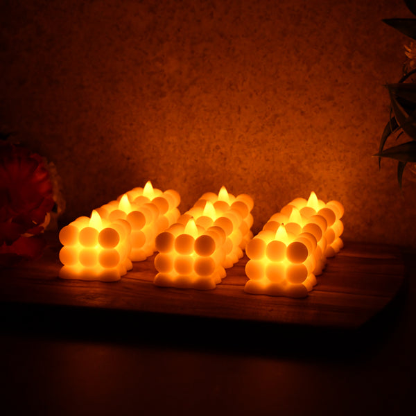 Decorative LED Bubble Candles – Flameless Tealight Candles with Warm Glow for Home (9 Pc  Set)