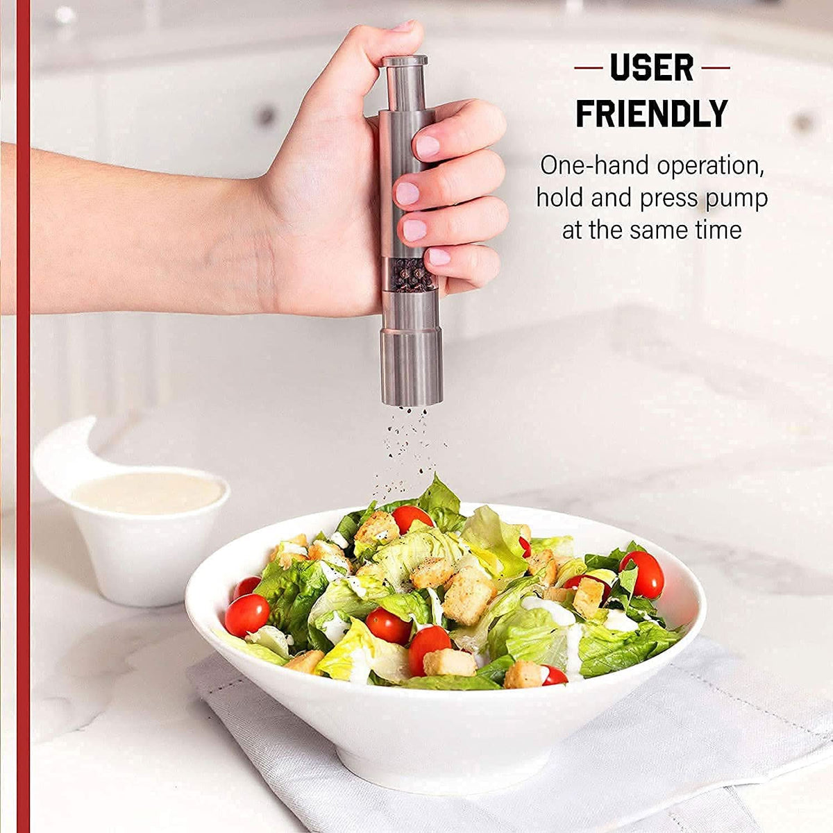 Stainless Steel Thumb Presser Salt And Pepper Grinder (1 Pc) HP DD