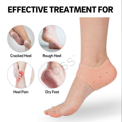 Ross Silicone Gel Heel Pad Socks for Pain Relief - 1 Pair (Beige, Free Size) - HalfPe