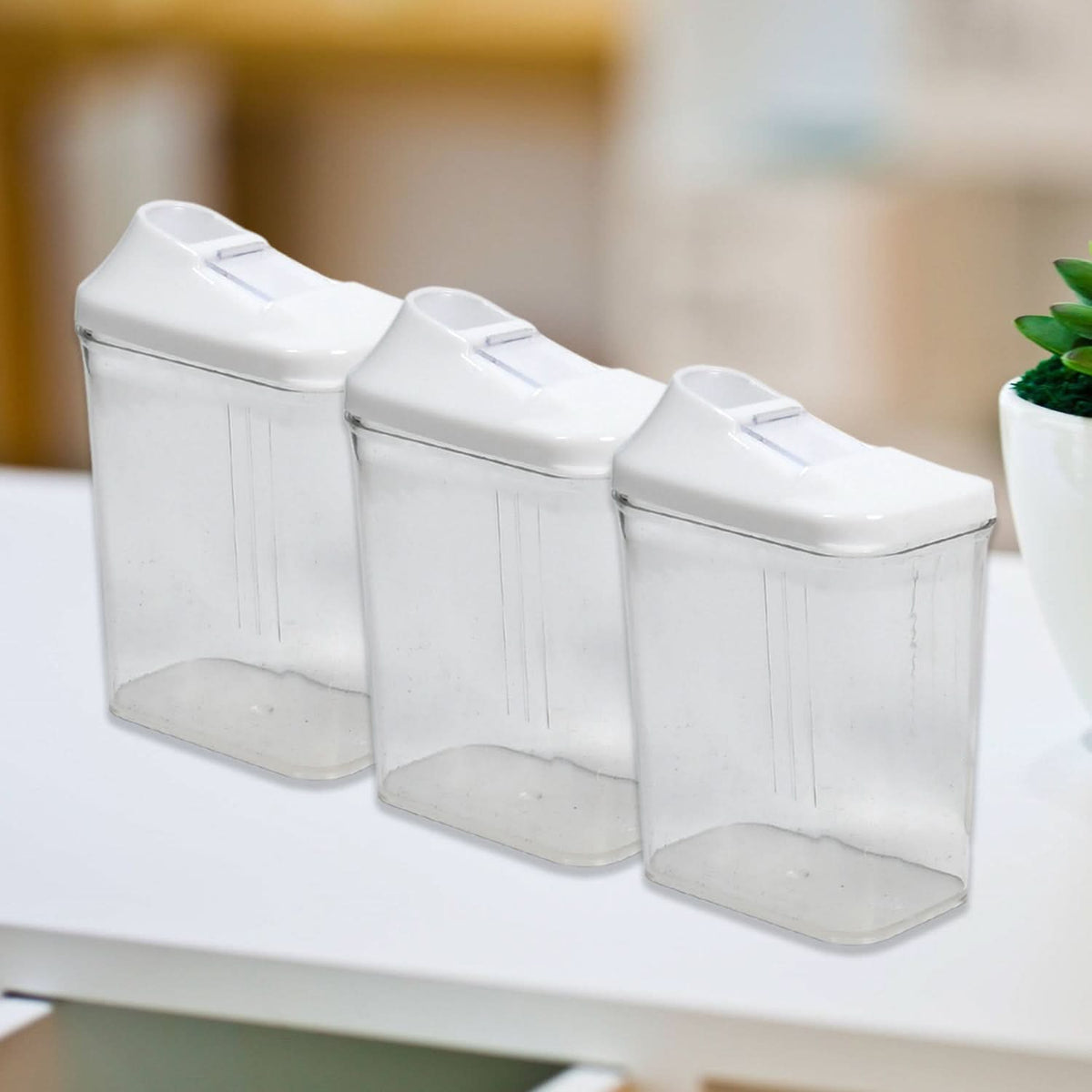 Kitchen Storage Container  Transparent Jars for Organizing Home Pantry (Set of 3) HP DD