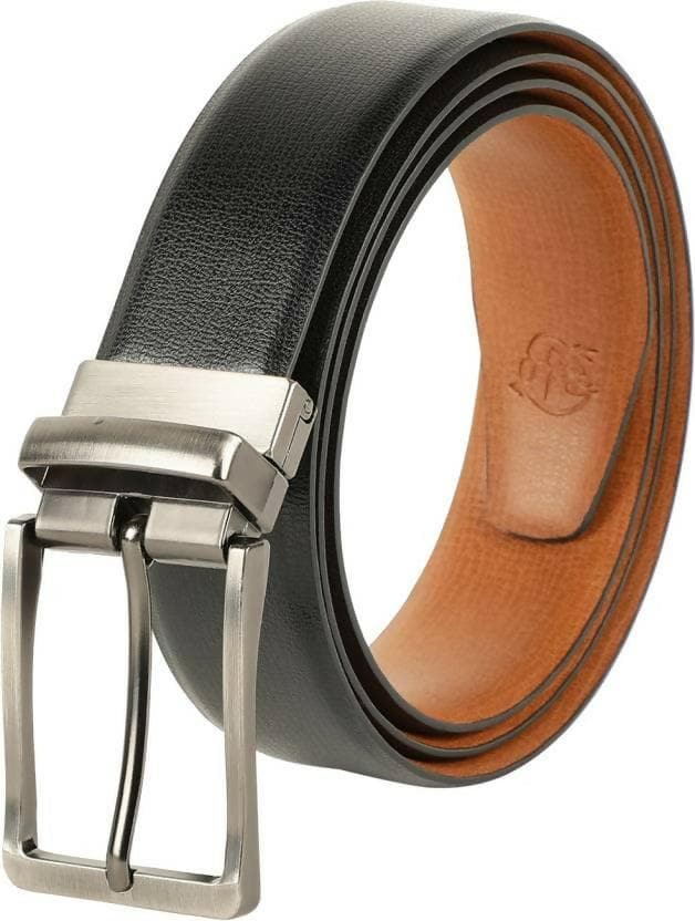 ZEVORA Men Casual, Evening, Formal, Party Black Genuine Leather Reversible Belt - HalfPe