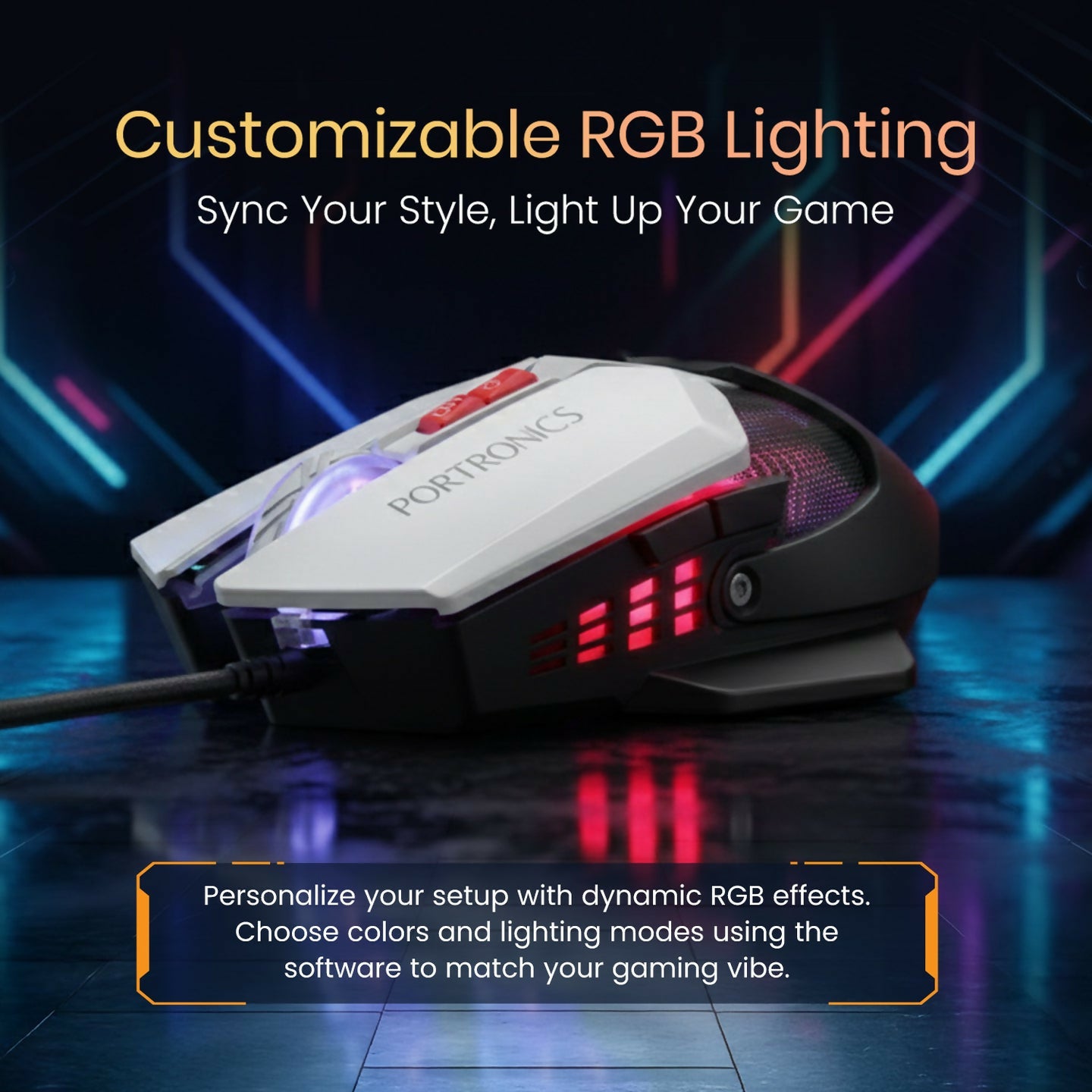 Portronics Vader X USB Wired Programmable Gaming Mouse, Upto 7200 Adjustable DPi, 7 Button Control, Upto 10 Million Click, Ultra-Responsive 7000fps, RGB Lights, 1000Hz Polling Rate (Black)