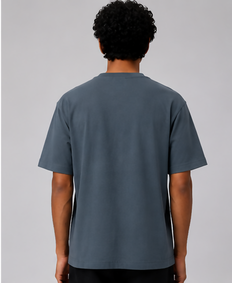 HUSTLE Men's Crew Neck Relaxed Fit T-Shirt – Slate Blue (Relax fit)