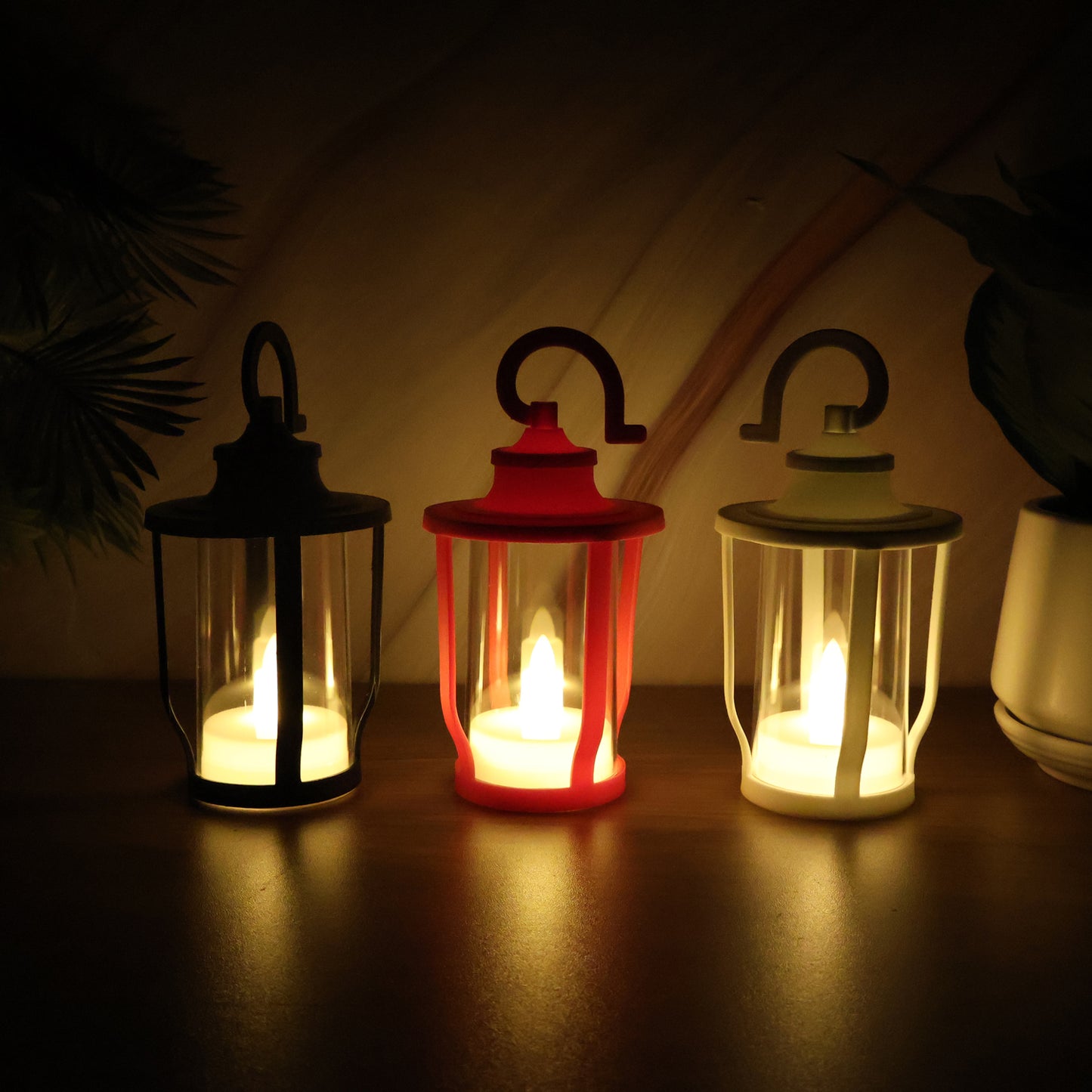 Set of 12 Decorative Lantern Shaped Flameless LED Candles with Hanging Hook