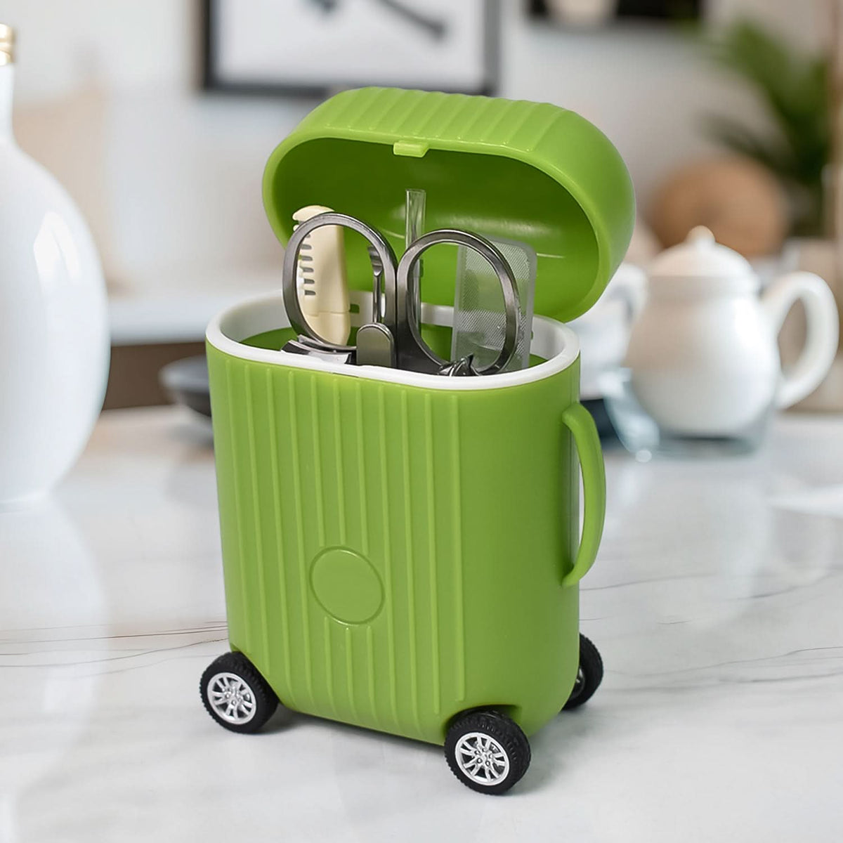Manicure Kit Pedicure Tools For Feet Nail Clipper (8 Pcs Set  With Mini 4 Wheel Suitcase Trolley) HP DD