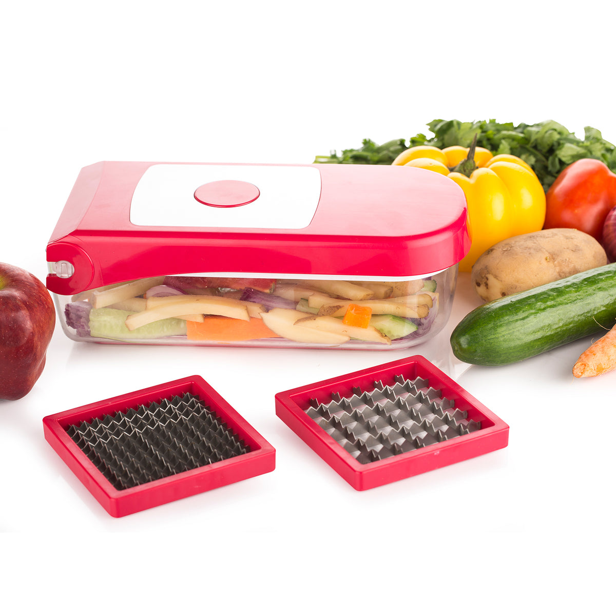 Ganesh Plastic Chopper Vegetable And Fruit Cutter Red